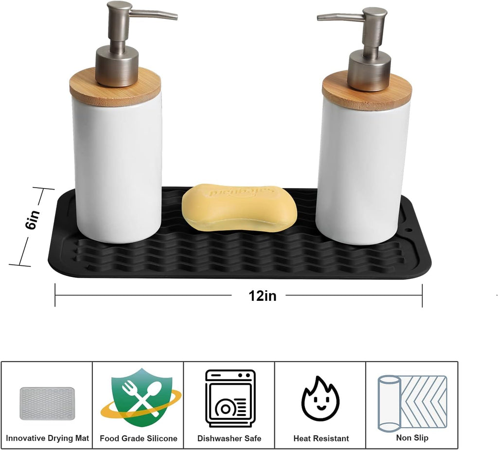 ZLR 2 Pcs Silicone Dish Drying Mats for Kitchen Counter, Eco-Friendly Fast Dry Dish Mat, Easy Clean