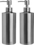 2 Pcs Large 304 Stainless Steel Soap Dispensers, 18.6 fl oz/550 ml Refillable Liquid Pump Bottles