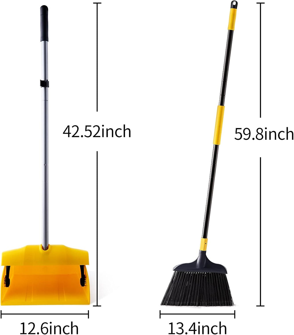 Yocada Commercial Broom and Dustpan Set with Windproof Cover Commercial Outdoor Indoor for