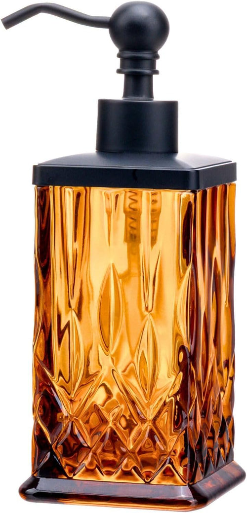 10Oz Amber Glass Soap Dispenser,Heavy Glass & Leak-Proof Rust-Resistant Pump for Kitchen Dish Soap
