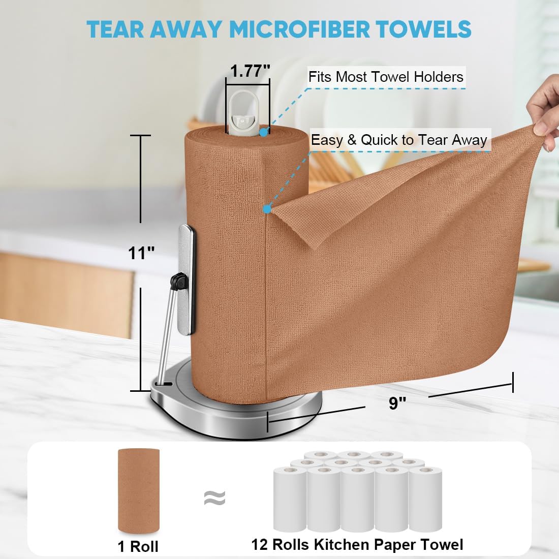 AIDEA Microfiber Cleaning Cloth 330 Sheets 6 Roll, Microfiber Towels for Cars, Shop Rags Washable