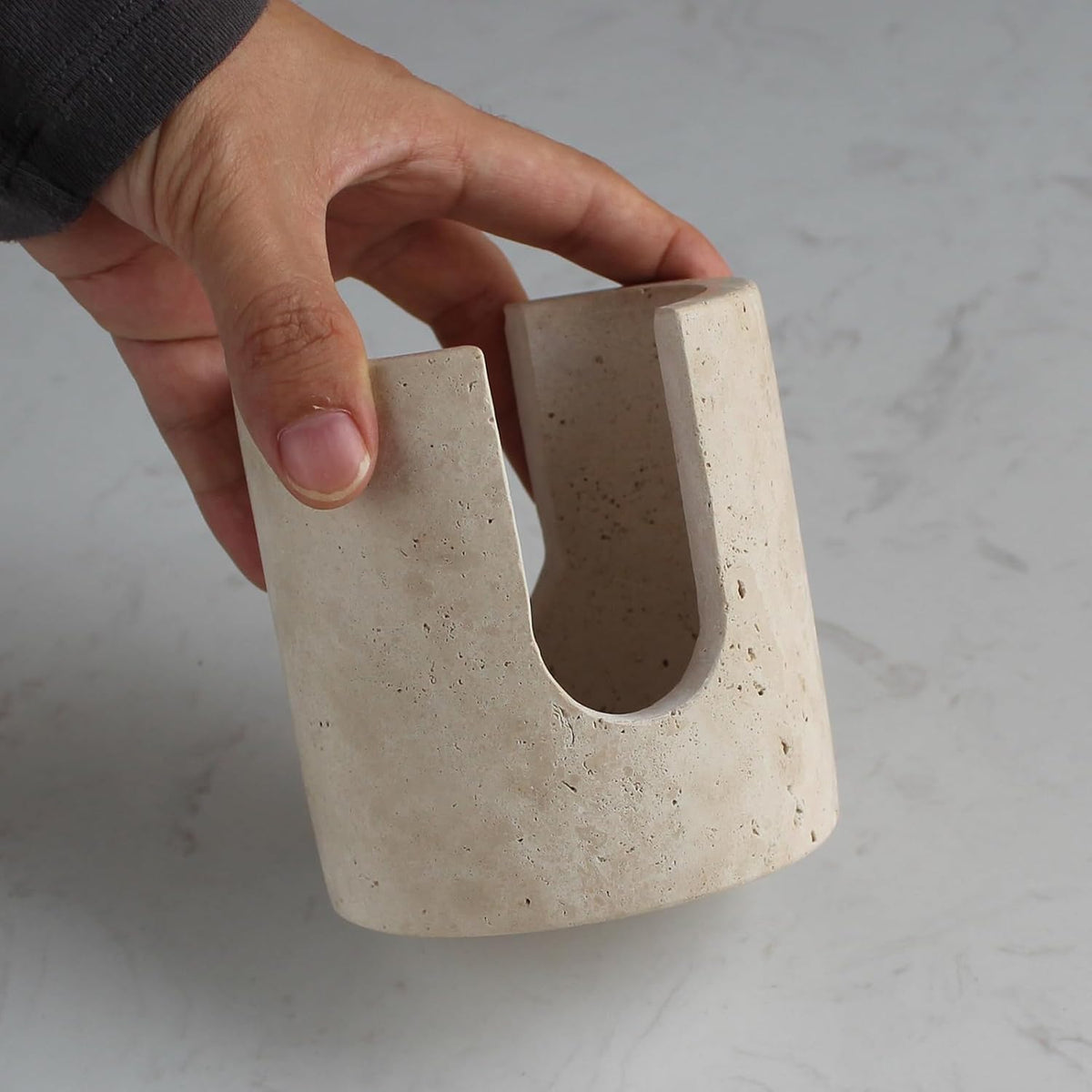 Natural Travertine Sponge Holder for Kitchen Sink, Drying Rack, Compact Sink Caddy Organizer (Beige