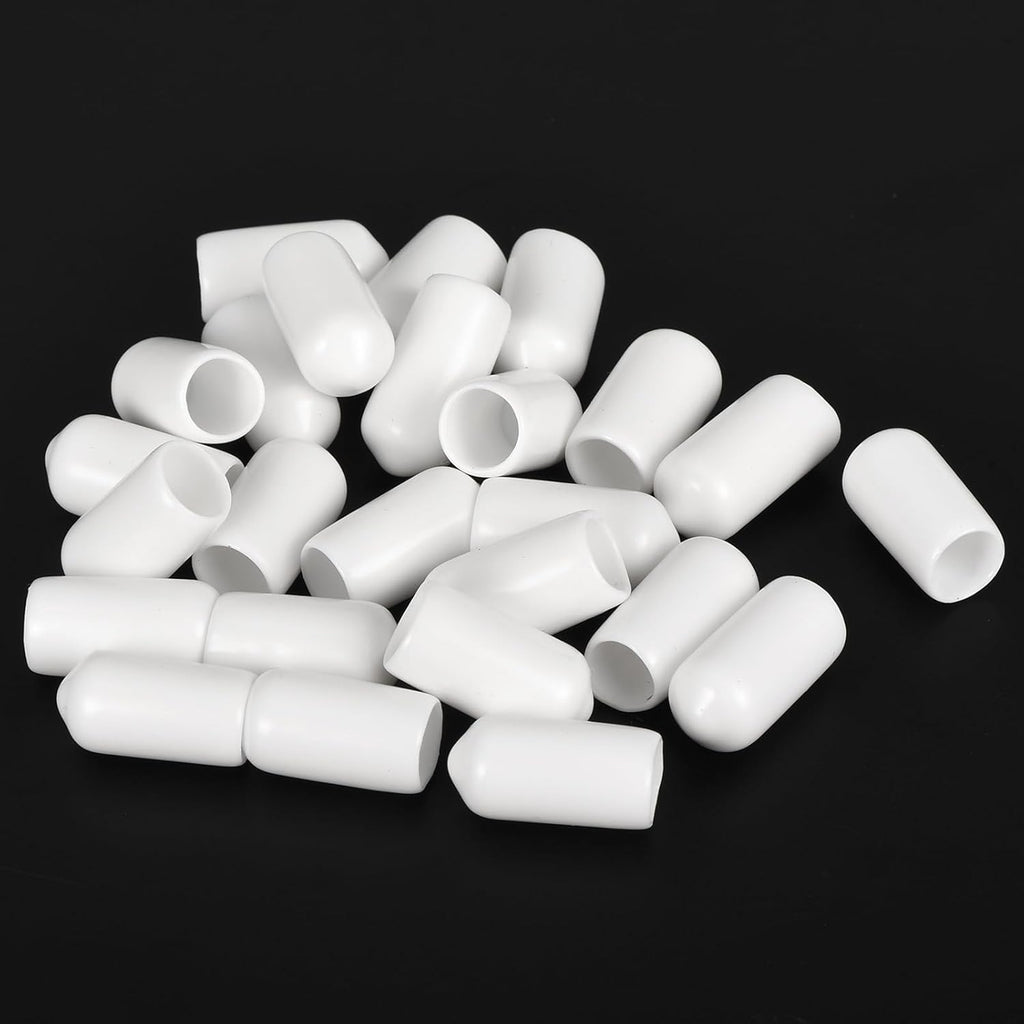 uxcell 20pcs Rubber End Caps 7.5mm ID Vinyl Round End Cap Cover Screw Thread Protectors White