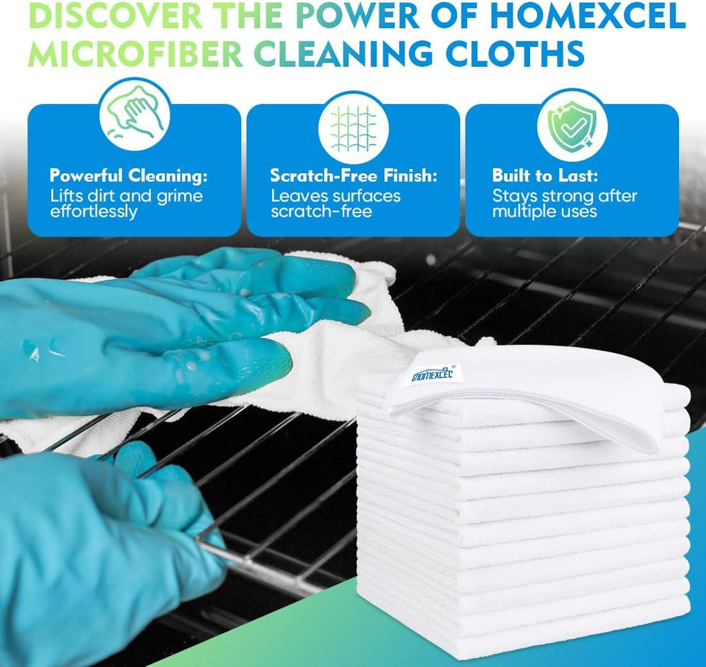 HOMEXCEL Microfiber Cleaning Cloth 20 Pack 11.5 x 11.5 inch Microfiber Towels for Cars Ultra