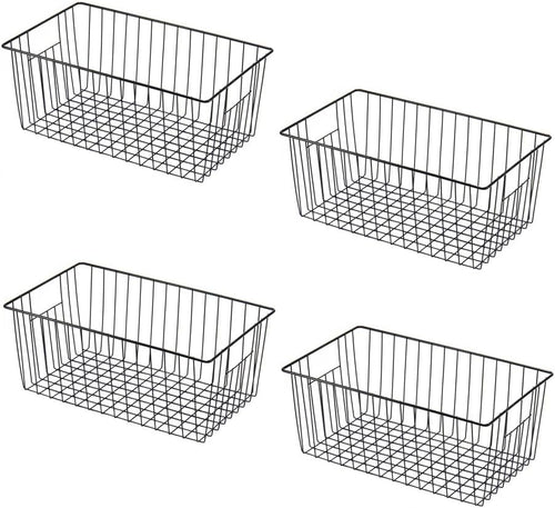 16" L x 12" W Wider Freezer Storage Organizer Baskets Container, Deep Metal Wire Chest Upright