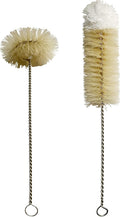 Coralpearl Bottle Brushes Thin Long Handle X 2, Skinny Wire Cleaner Set in Stainless Steel with