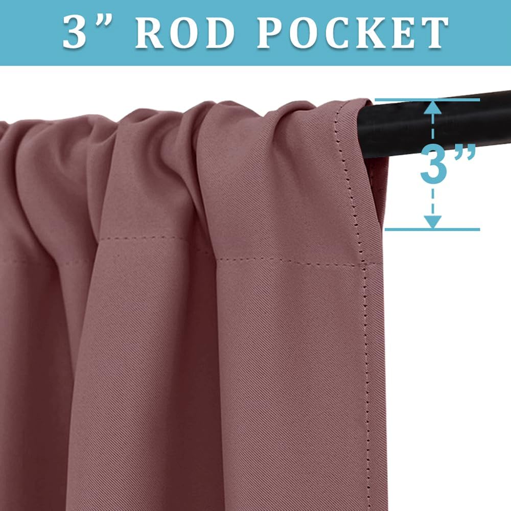 RYB HOME Living Room Curtains Blackout - Light Block Energy Efficiency Small Window Treatment