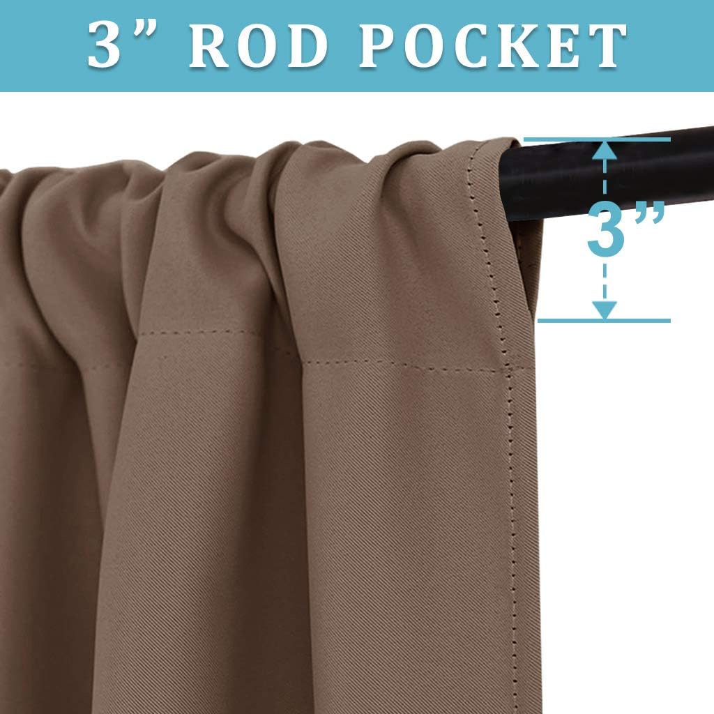RYB HOME Blackout Curtains 63 inches Long - Energy Saving Insulation Large Window Curtain Blinds