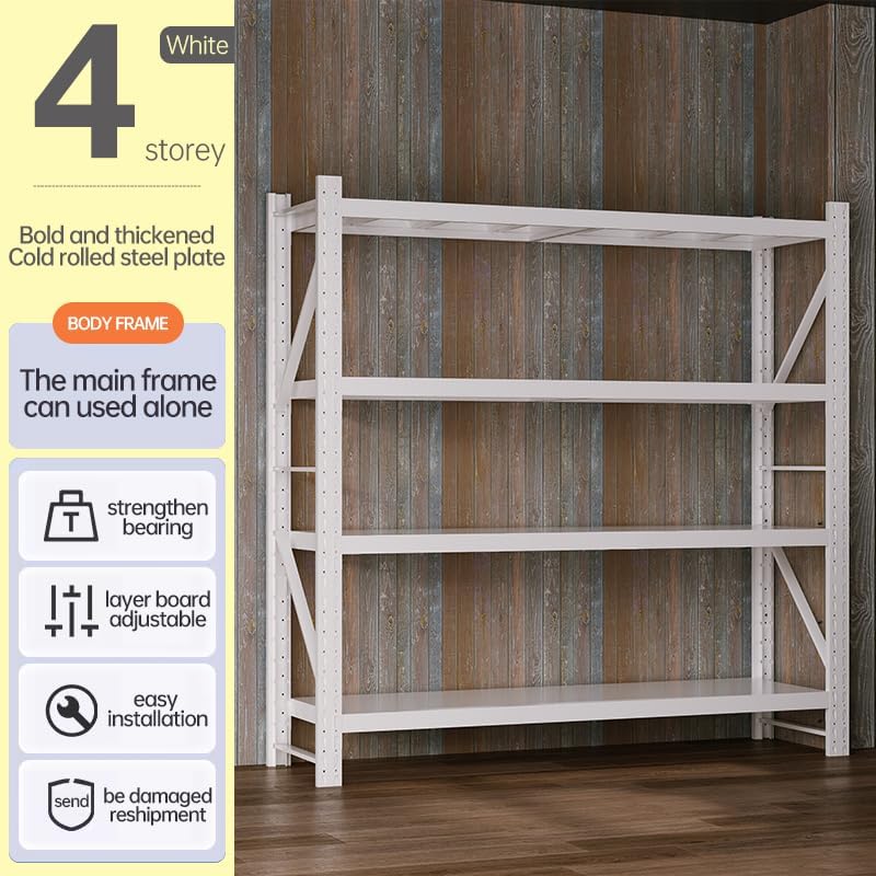 Heavy Duty Warehouse Shelving 4-Tier Industrial Steel Storage Shelves, 2600LB Capacity Per Shelf