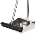 Rubber Broom and Dustpan Set,Pet Hair Removal Rubber Broom with Squeegee and Stainless Steel Dust