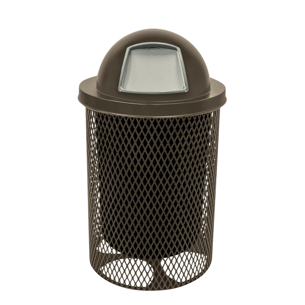 COATEDOUTDOORFURNITURE RDT-TXTBRW Heavy Duty 32 Gallon Round Trash Receptacle, Liner Included