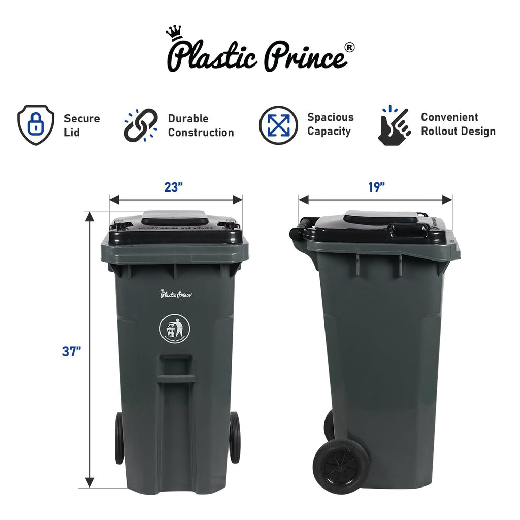 32 Gallon Trash Can with Wheels Outdoor Trash Can with Lid and Wheels Heavy-Duty Trash Bin for