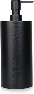 Matte Black Body Wash Dispenser Luxurious Refillable Pump Bottle with Embossed Text, Durable