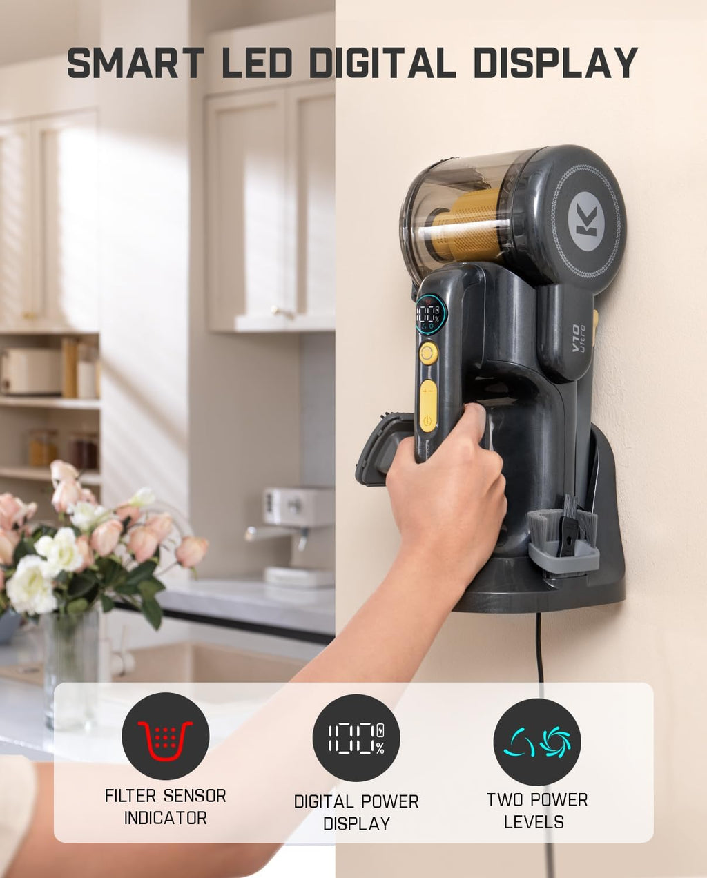 Fanttik Fold V10 Ultra Deluxe Handheld Vacuum Cordless, 17kPa Suction Power, Charging Base, Pivot