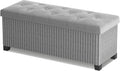 Storage Ottoman Bench, 43 Inch Foldable Ottoman with Legs, Velvet Foot Rest Stool, End of Bed