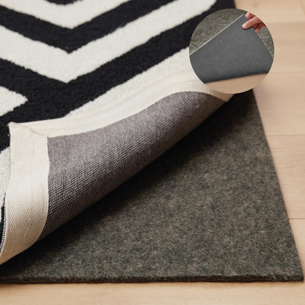 GORILLA GRIP Felt and Natural Rubber Stay in Place Slip Resistant Rug Pad, 1/8in Thick, 8x10 FT