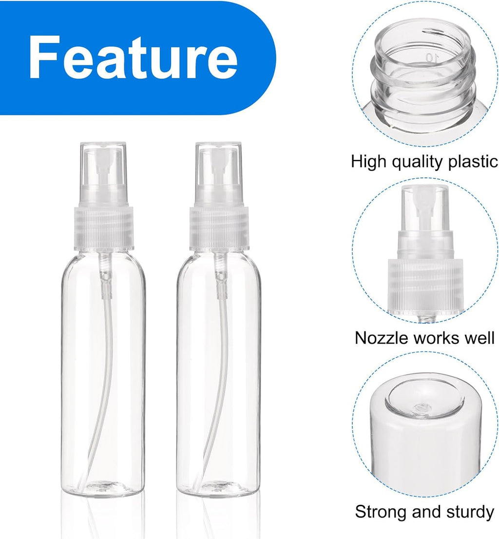uxcell 10Pack Spray Bottles, 2Oz/60ML Reusable Clear Empty Mist Plastic Mini Travel Bottle