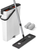 Mop and Bucket with Wringer Set,Hands Free Flat Floor Mop and Bucket,2 Washable Microfiber Pads