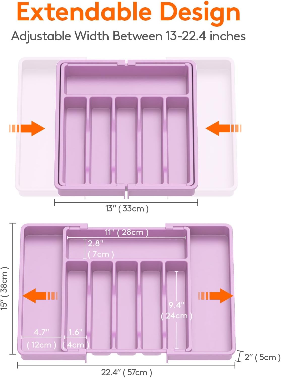 Lifewit Silverware Drawer Organizer, Expandable Utensil Tray for Kitchen, BPA Free Flatware and