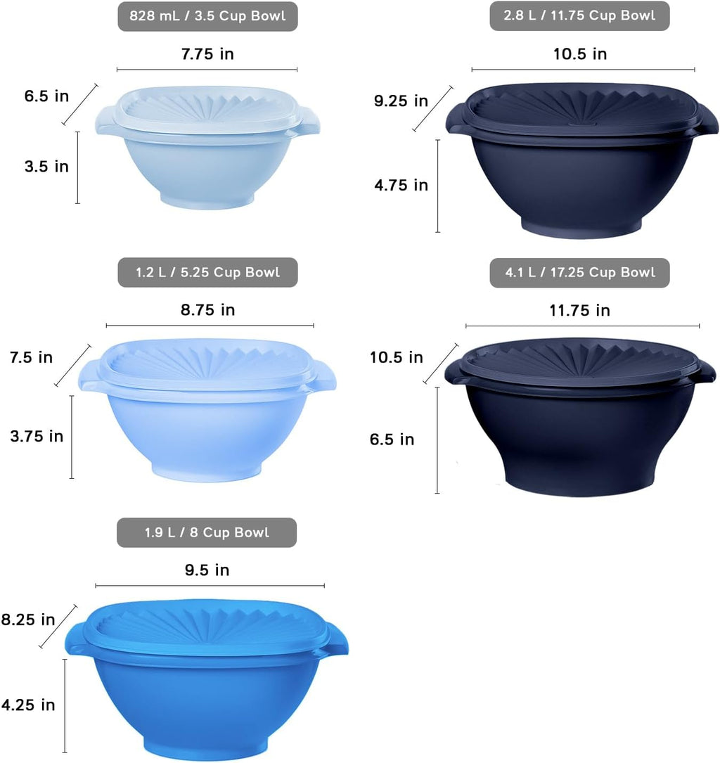 Tupperware Heritage Collection, New 10 Piece Food Storage Container Set in Vintage Blue, Dishwasher