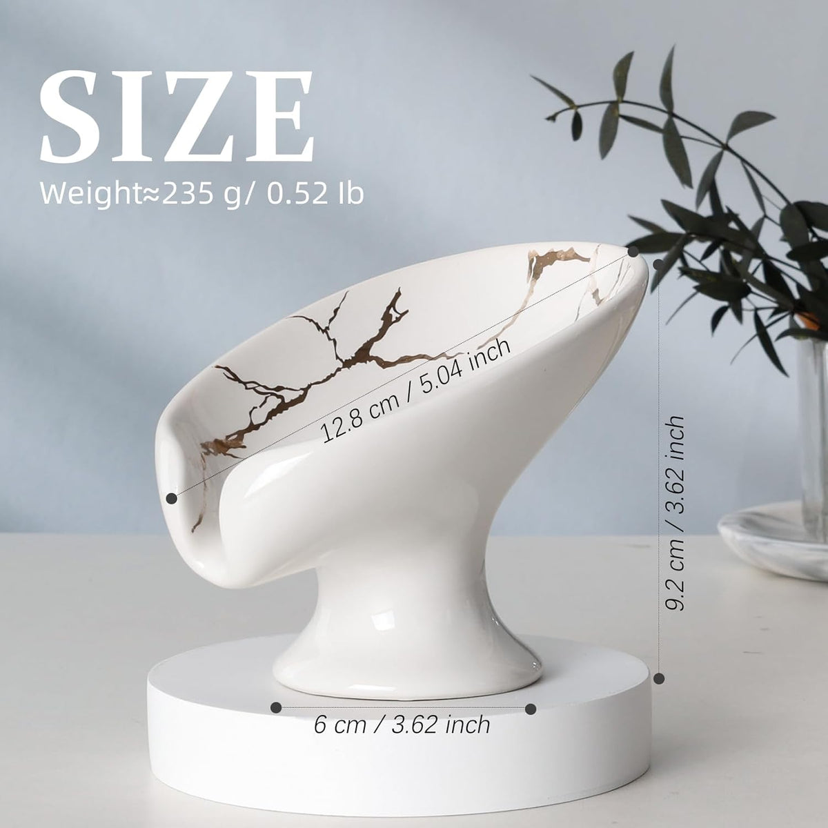 Soap Dish, Soap Holder Self Draining Leaf Shape Soap Dishes, Ceramic Drain Soap Dish for Sink