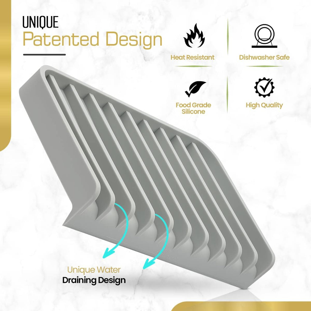 Effilogic Silicone Sponge Holder – Self-Draining Kitchen Sink Organizer, Quick Dry Mat and Counter
