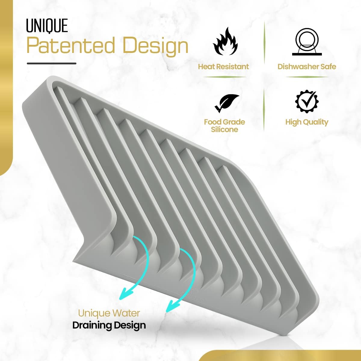 Effilogic Silicone Sponge Holder – Self-Draining Kitchen Sink Organizer, Quick Dry Mat and Counter