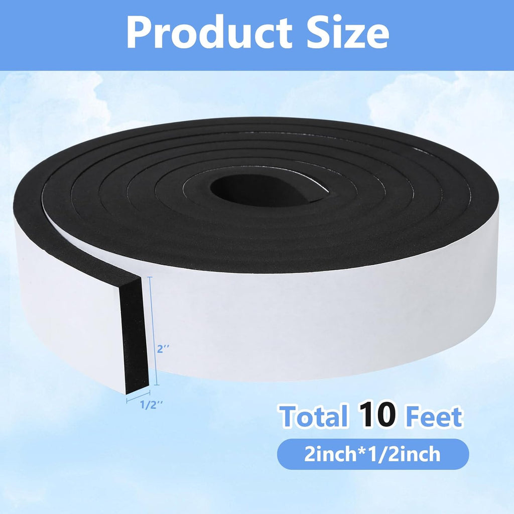 Weather Stripping Door Seal Strip- 2 Inch X 1/2 Inch X 10Feet, Strong Adhesive, Lightproof