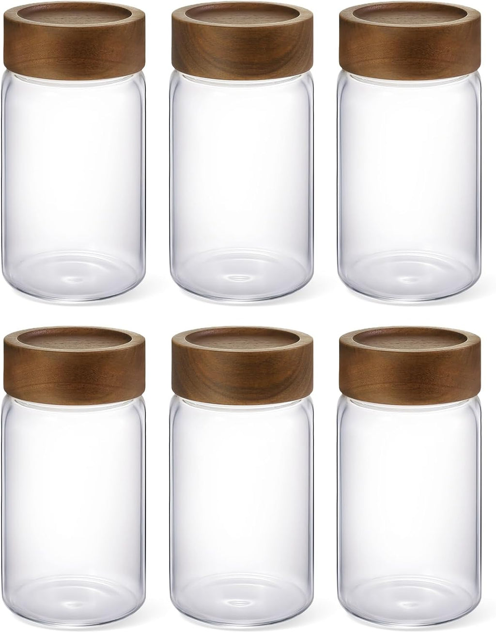 6-Pack 10 oz Airtight Food-Grade Glass Mason Jars with Acacia Wood Lids - Sealable, Waterproof &