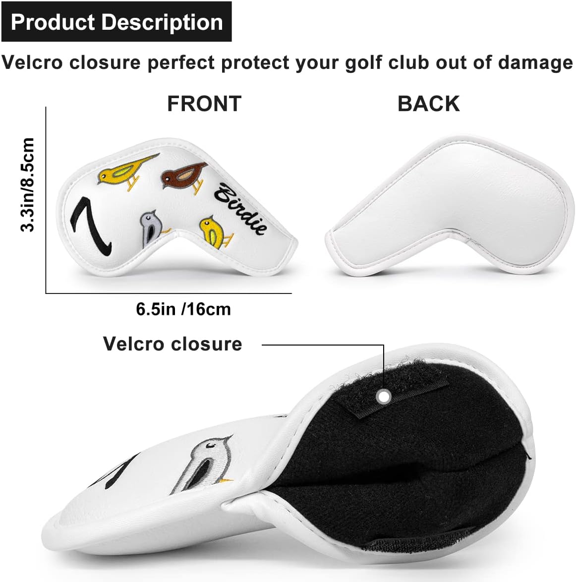 Premium Leather Golf Club Iron Covers - 10pcs/Set Wedge & Iron Headcovers with Velcro Closure