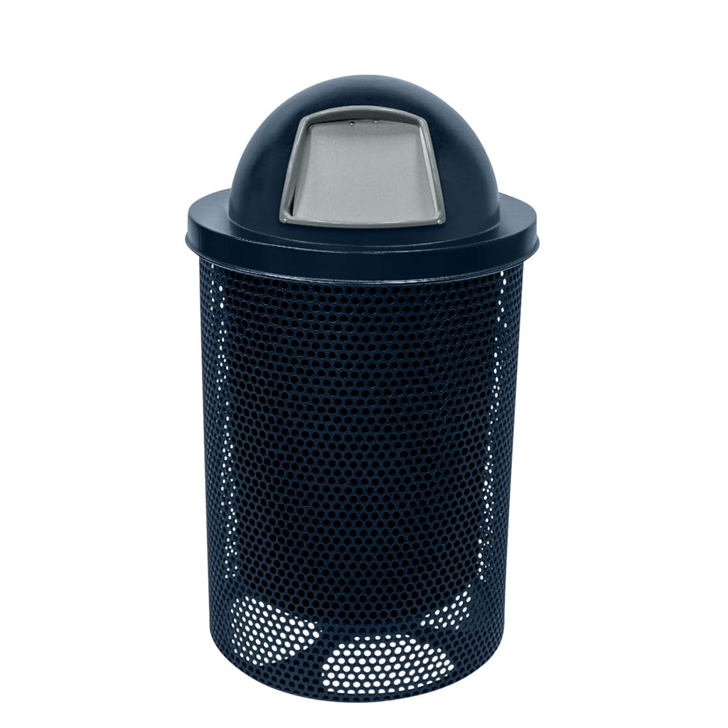 COATEDOUTDOORFURNITURE RDT-P-DBL Heavy Duty Round Trash Receptacle with Dome Top, Liner Included