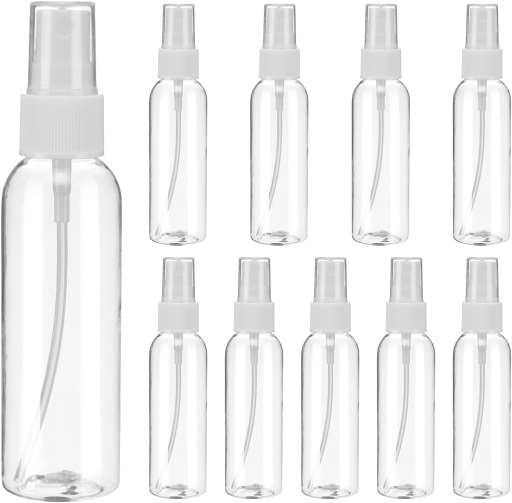 uxcell 10 Pack Spray Bottles, 2 Oz/60ML Clear Empty Mist Plastic Mini Travel Bottle Set,Small