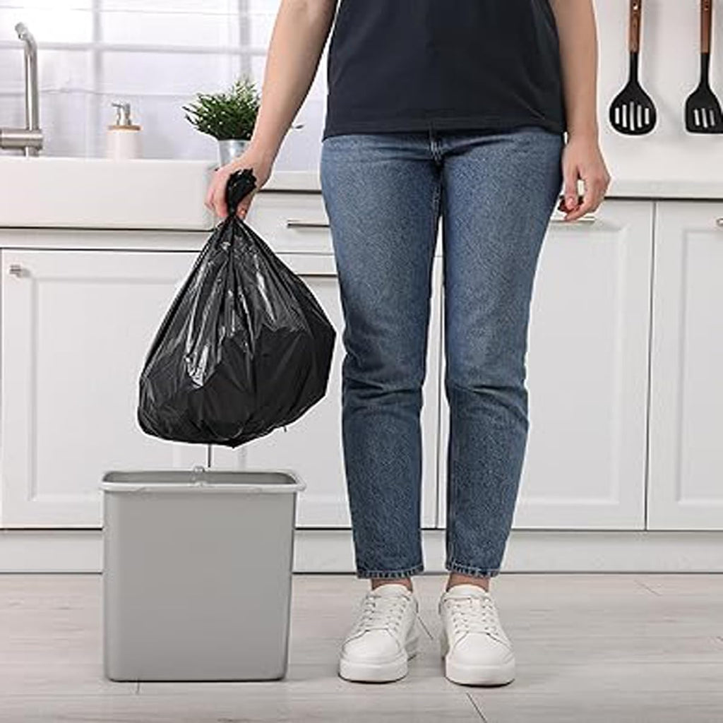 2-4 Gallon Trash Bags, 1000 Count Bulk Value Pack, Black Garbage bags, Small Trash Can Bin Liners