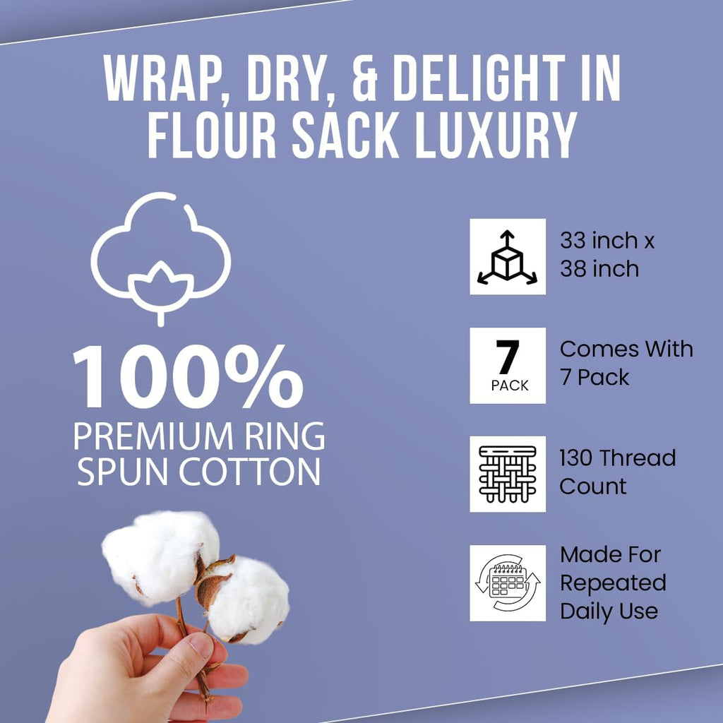 Flour Sack Towels| Tea Towel for Crafts| Kitchen Dish Cotton Blank Towel for Embroidery|Baking