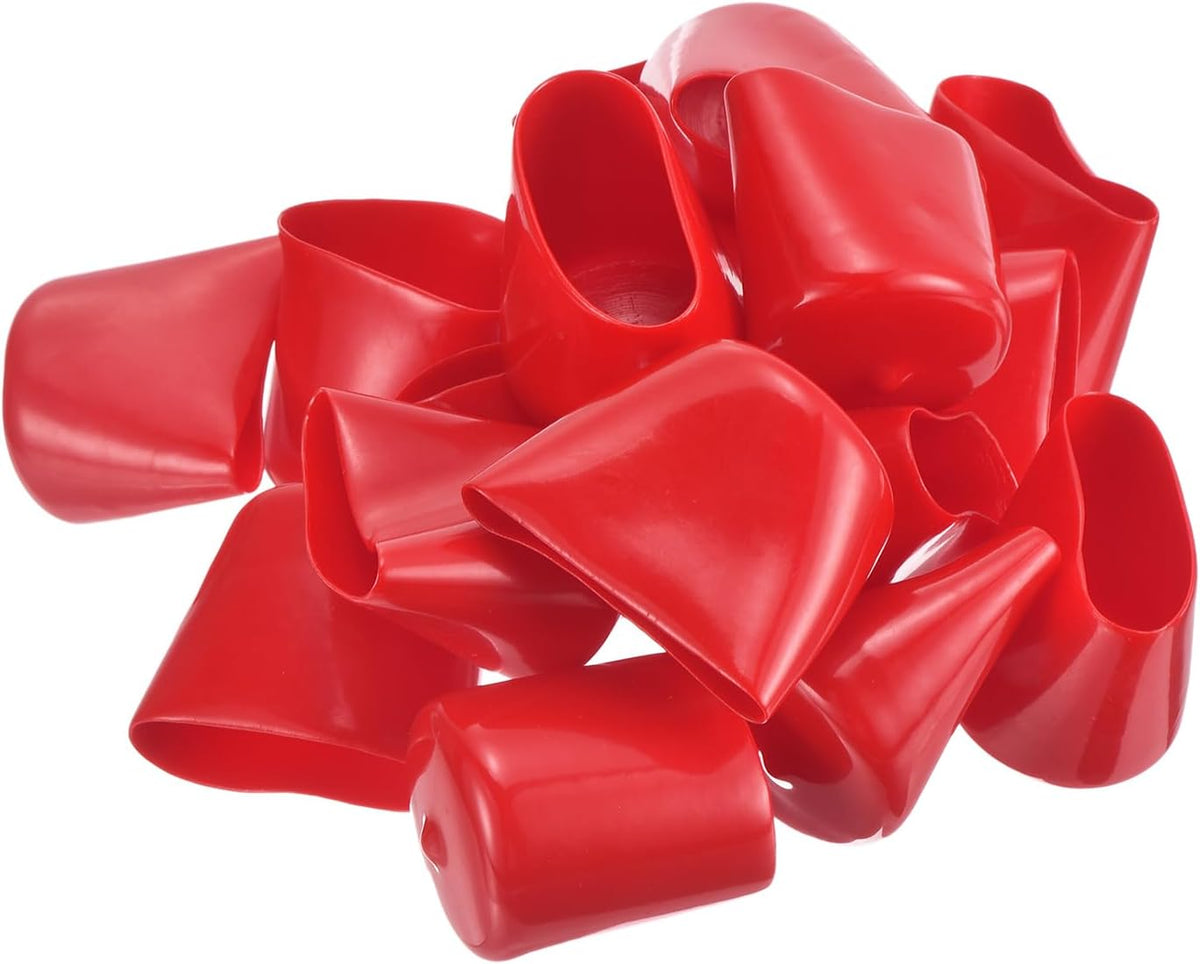 uxcell 20pcs Rubber End Caps 37mm ID Vinyl Round Tube Bolt Cap Cover Thread Protectors Red