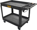 Utility Service Cart, 2-Shelf 500LBS Heavy Duty Plastic Rolling Utility Cart with 360° Swivel
