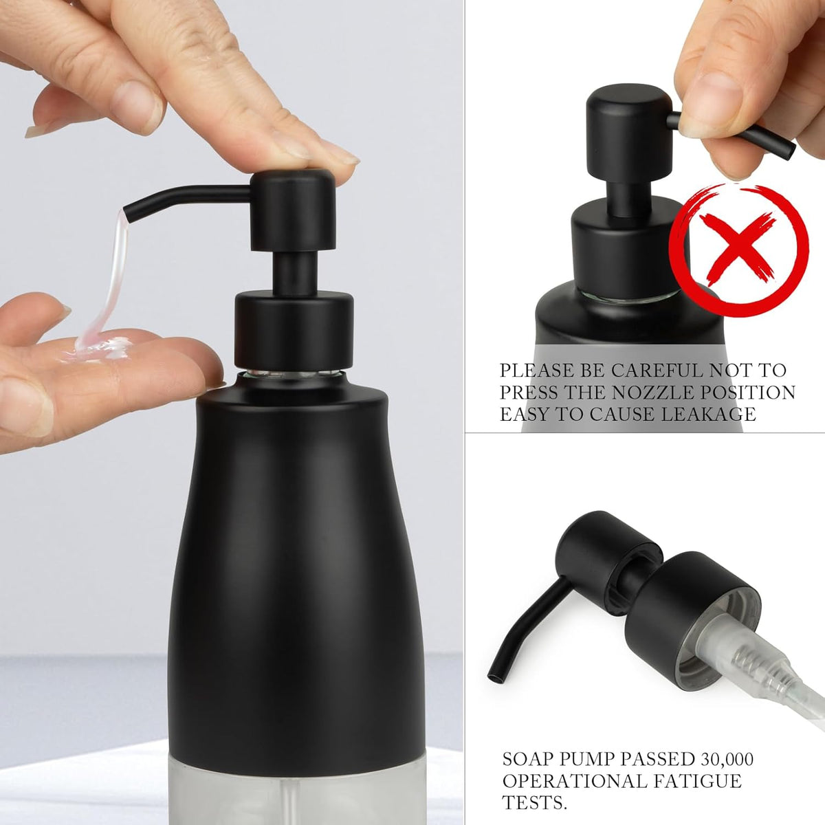 Gaussra Black Soap Dispenser with Coaster and Stickers, Dish Soap Dispenser for Kitchen, Hand Soap