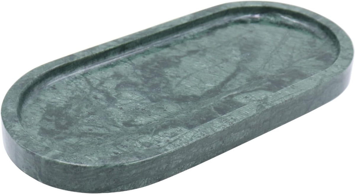 Natural Marble Tray, Oval Vanity Decorative Tray for Bathroom Counter, Countertop Stone Organizer