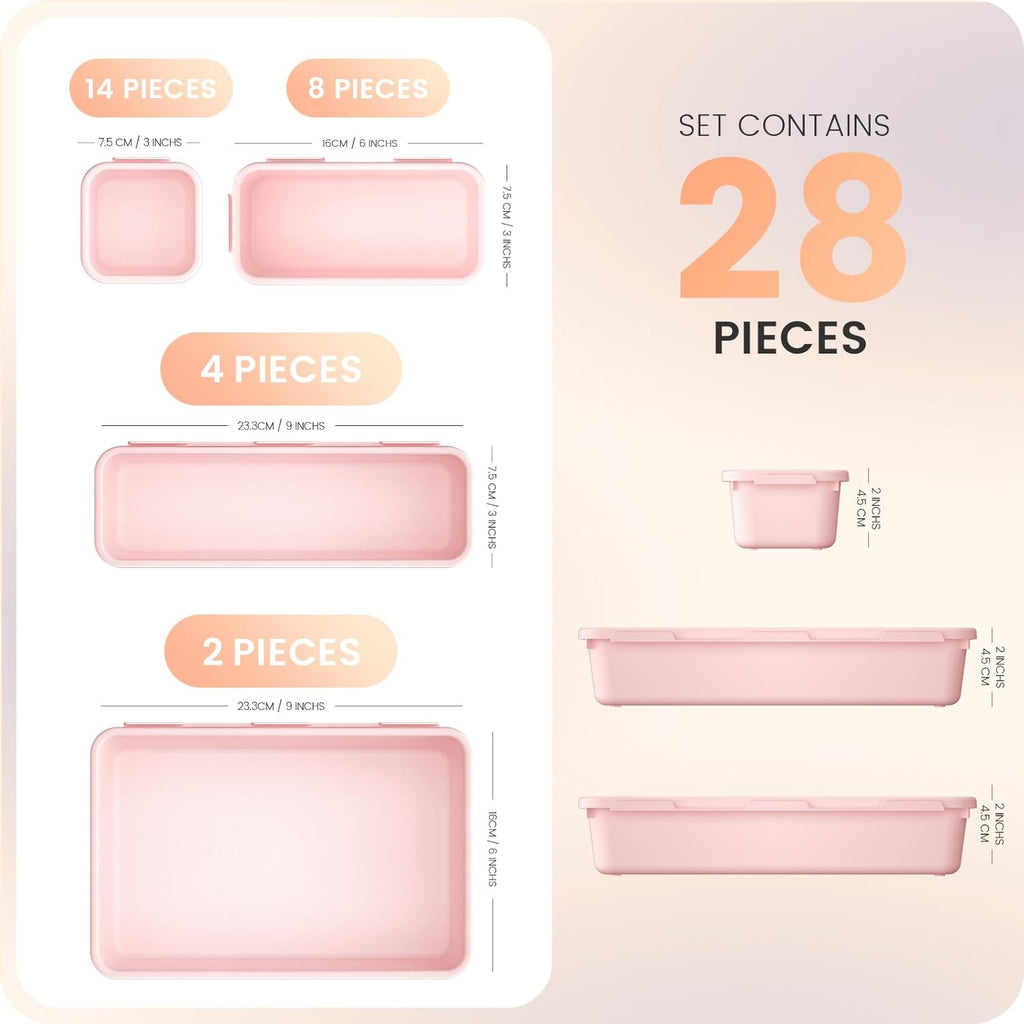 A-LuGei 【28PCS】 Drawer Organizer, Bathroom Organizers and Storage, Makeup organizer, Desk drawer