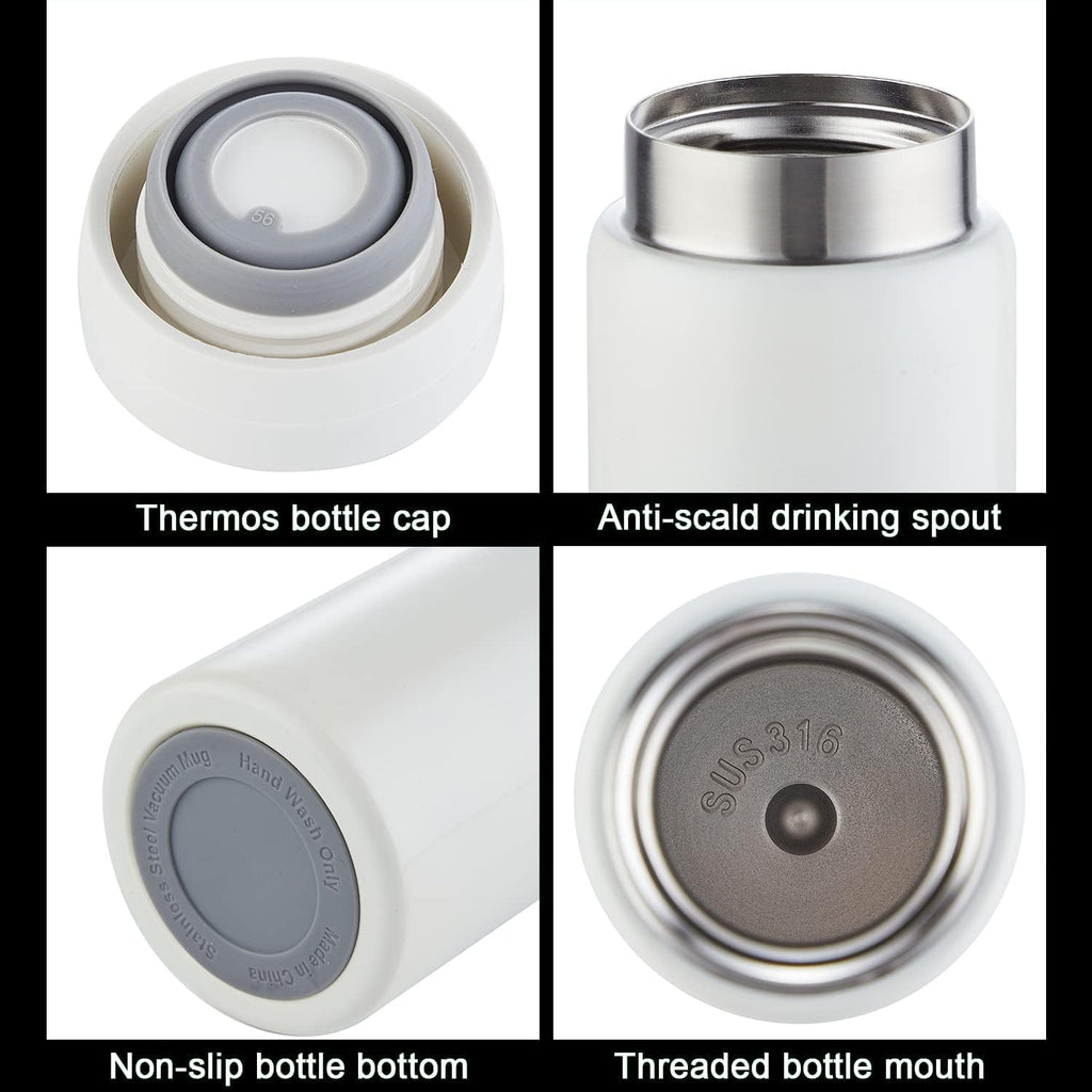 Mini Thermos Cute Water Bottle - 7 oz Tiny Insulated Vacuum 18/10 Stainless Steel Small Flask
