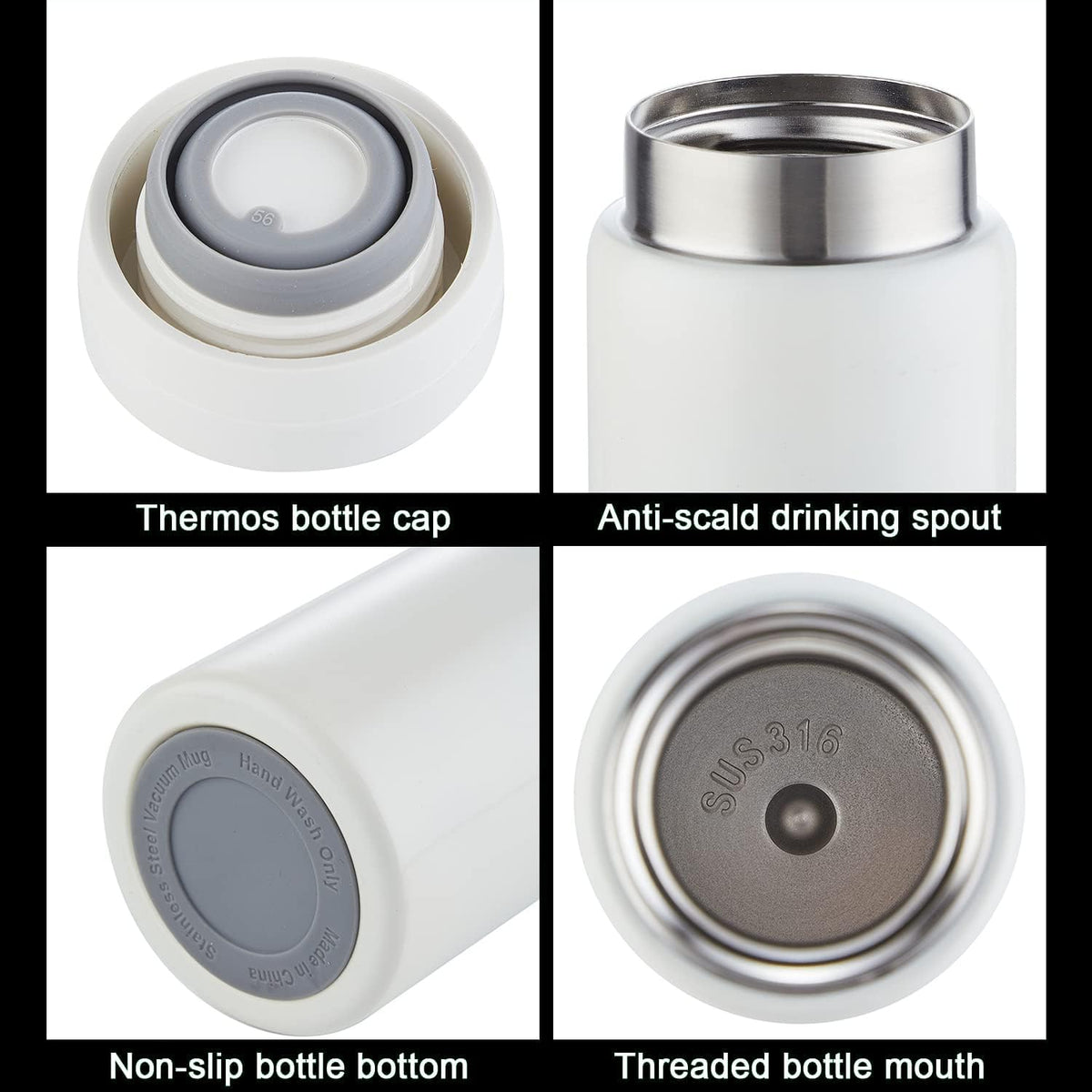 10oz Mini Water Bottle Stainless Steel Thermos Small Flask - Insulated Vacuum, Leak Proof, Keeps