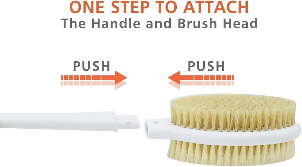 Shower Brush with Soft and Stiff Bristles,18.5" Long Handle Dual-Sided Back Scrubber Bath Brush
