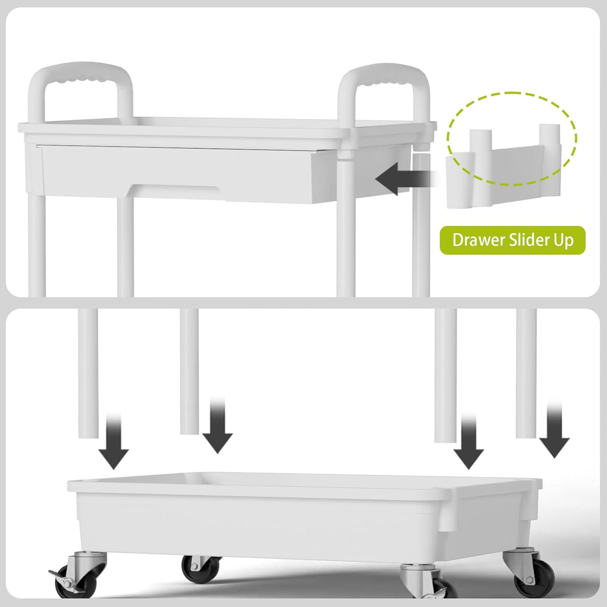 5 Tier Rolling Cart Organizer,Bathroom Cart Organizers with Wheels Laundry Room Organization Mobile