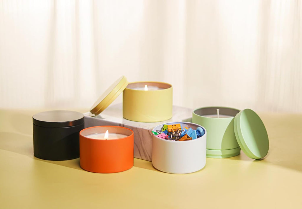 Aroparc Candle Tins 8oz with Lids, 24 Pack Seamless Bulk Candle Containers for Candle Making