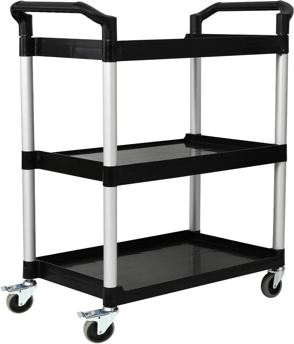 3-Tier Utility Rolling Cart with Wheels, Durable Catering carts with Wheels, Rolling Storage Cart