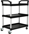 3-Tier Utility Rolling Cart with Wheels, Durable Catering carts with Wheels, Rolling Storage Cart
