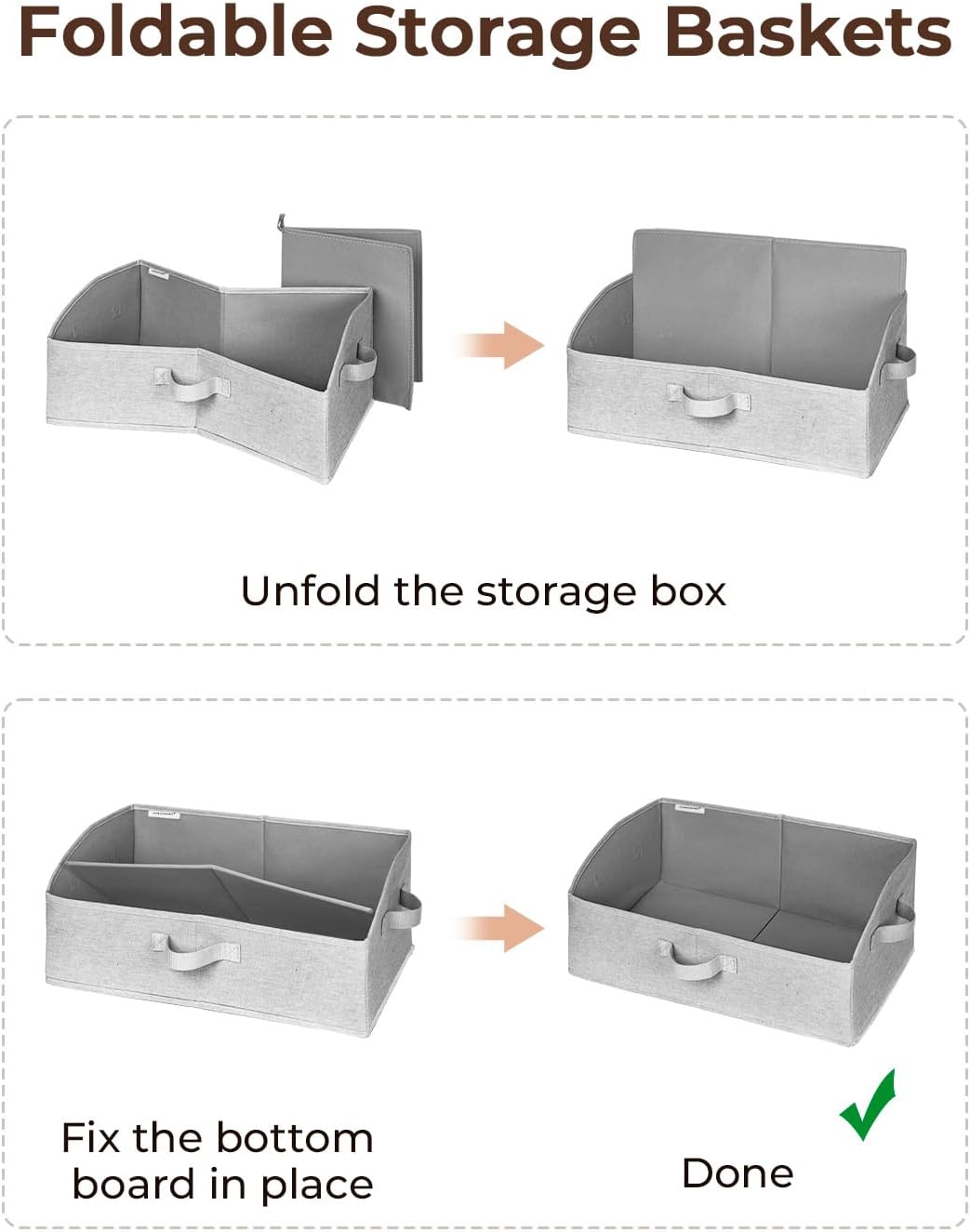 StorageWorks Closet Storage Bins, Trapezoid Organizer Box for Shelves, Fabric Clothes Bin, Foldable