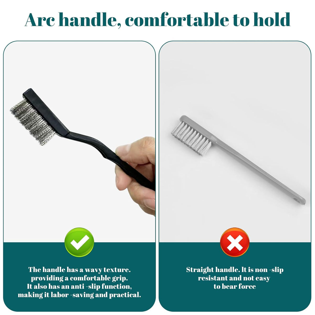 48 Pcs Mini Stainless Steel Wire Brush Set, Wire Scratch Brush with Curved Handle, Cleaning Weld