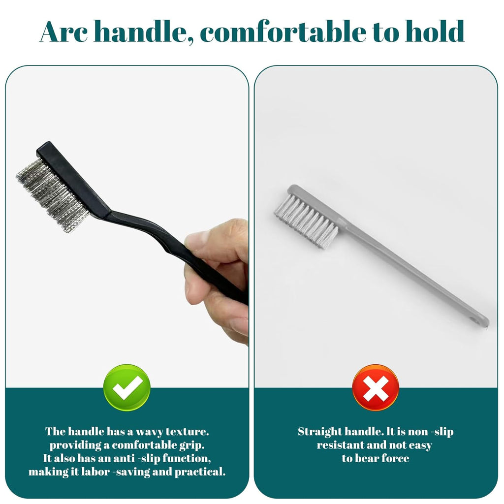20 Pcs Mini Wire Brush Stainless Steel Brush Set, Curved Handle Masonry Brush Wire Brush for