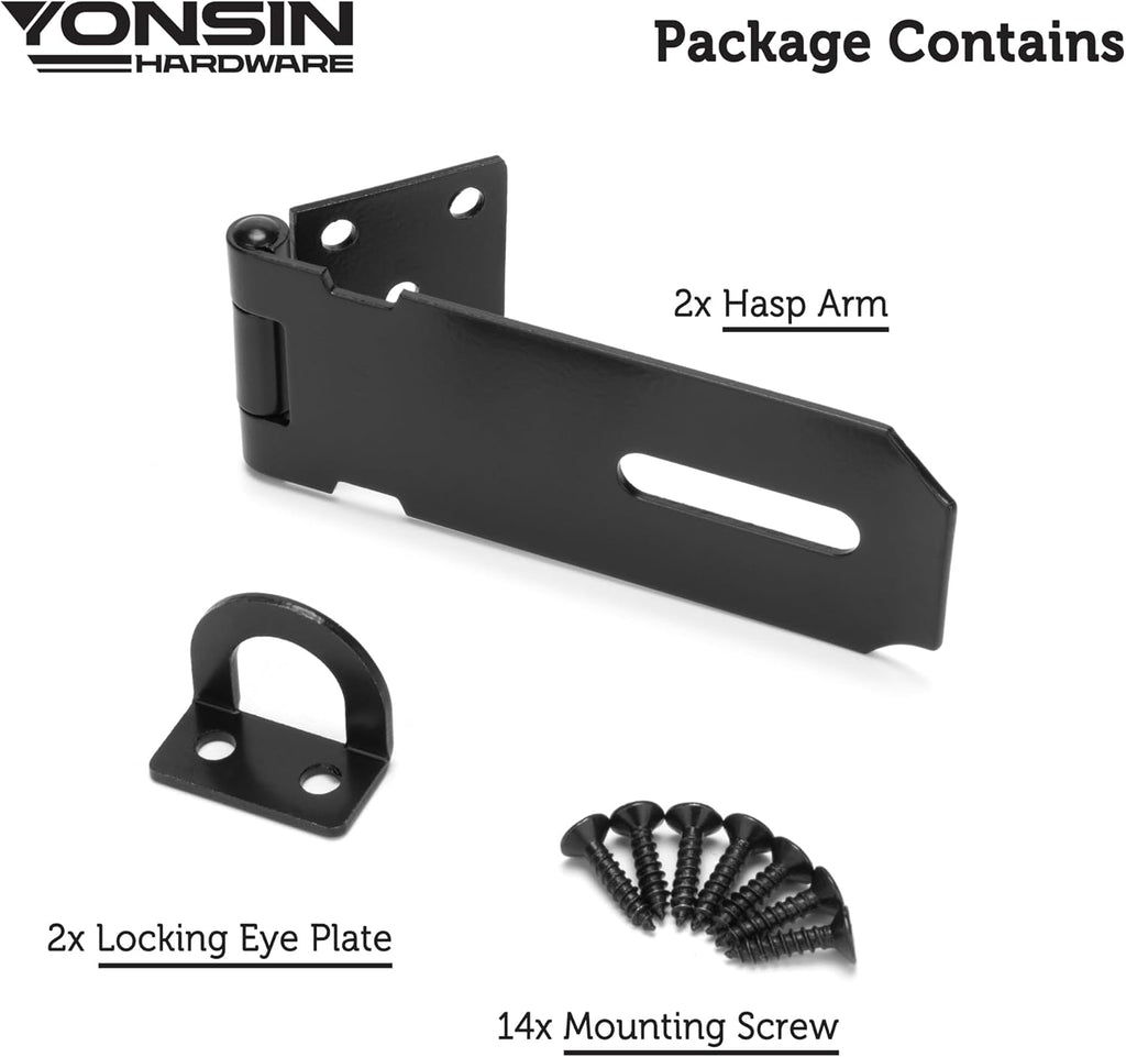 4" Door Padlock Safety Hasp Latch 2 Pcs, Door Hasp Clasp Lock Gate Shed Hasp Latch Lock for Door